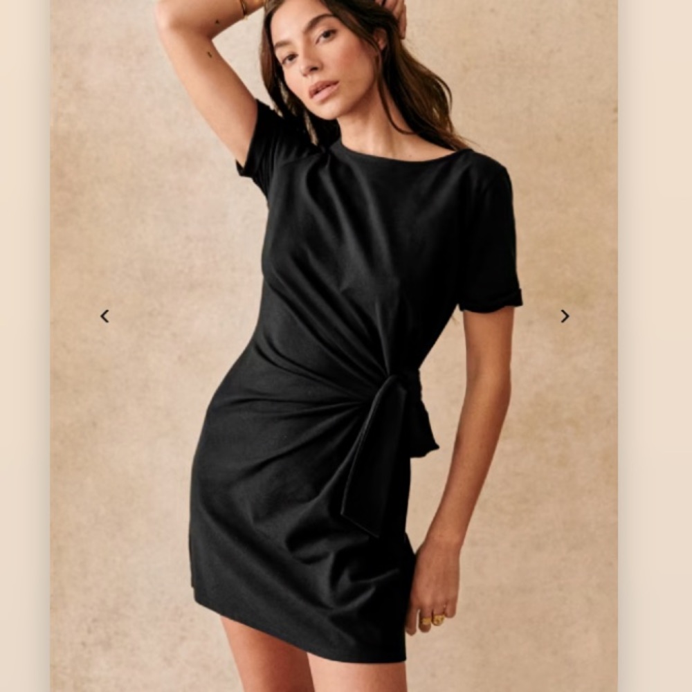 Sezane Dress Robe Pippa Courte Front Tie in Black size XL
